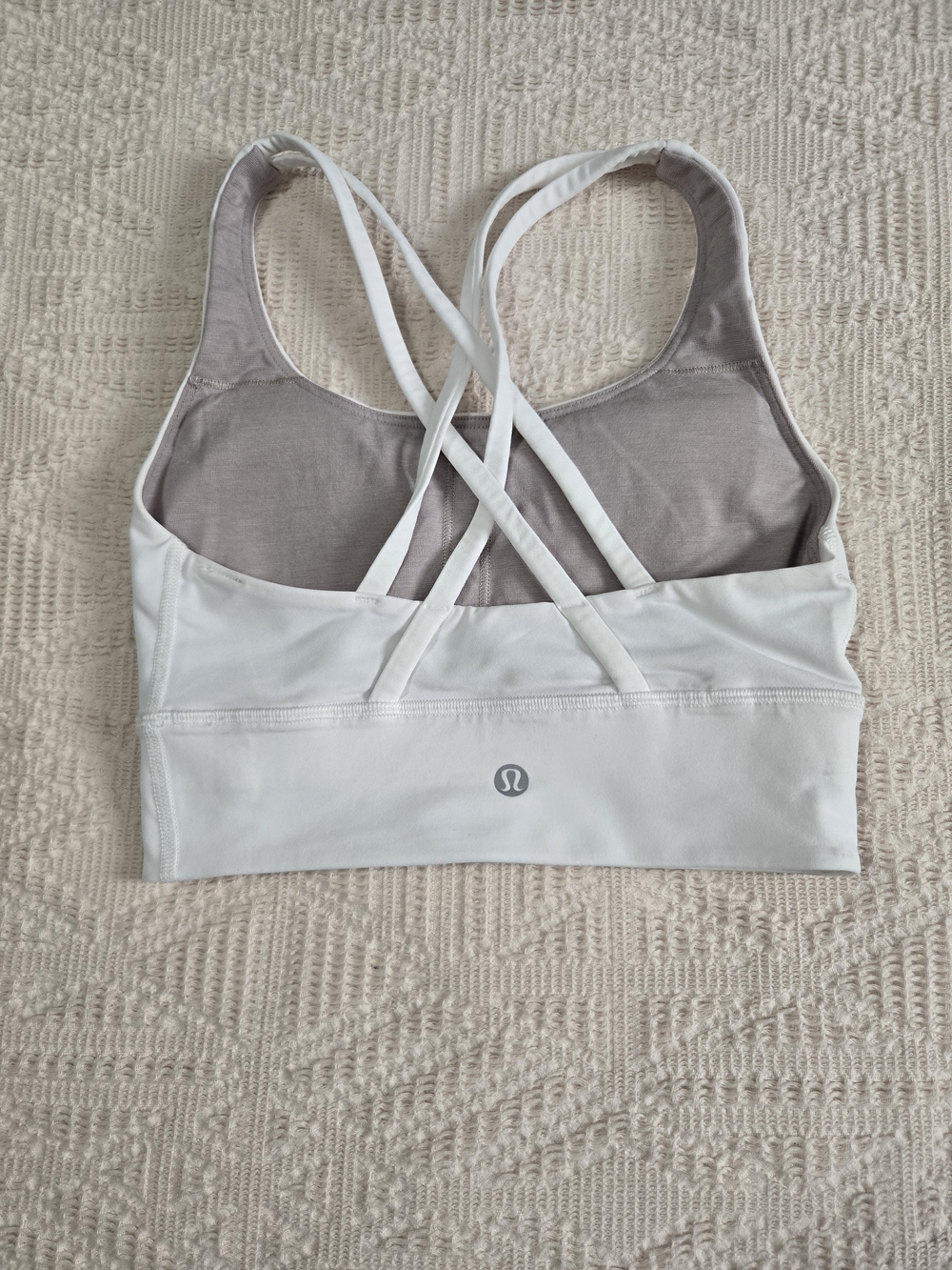 lululemon athletica White Sports Bra with Gray Lining and Crisscross Straps 2